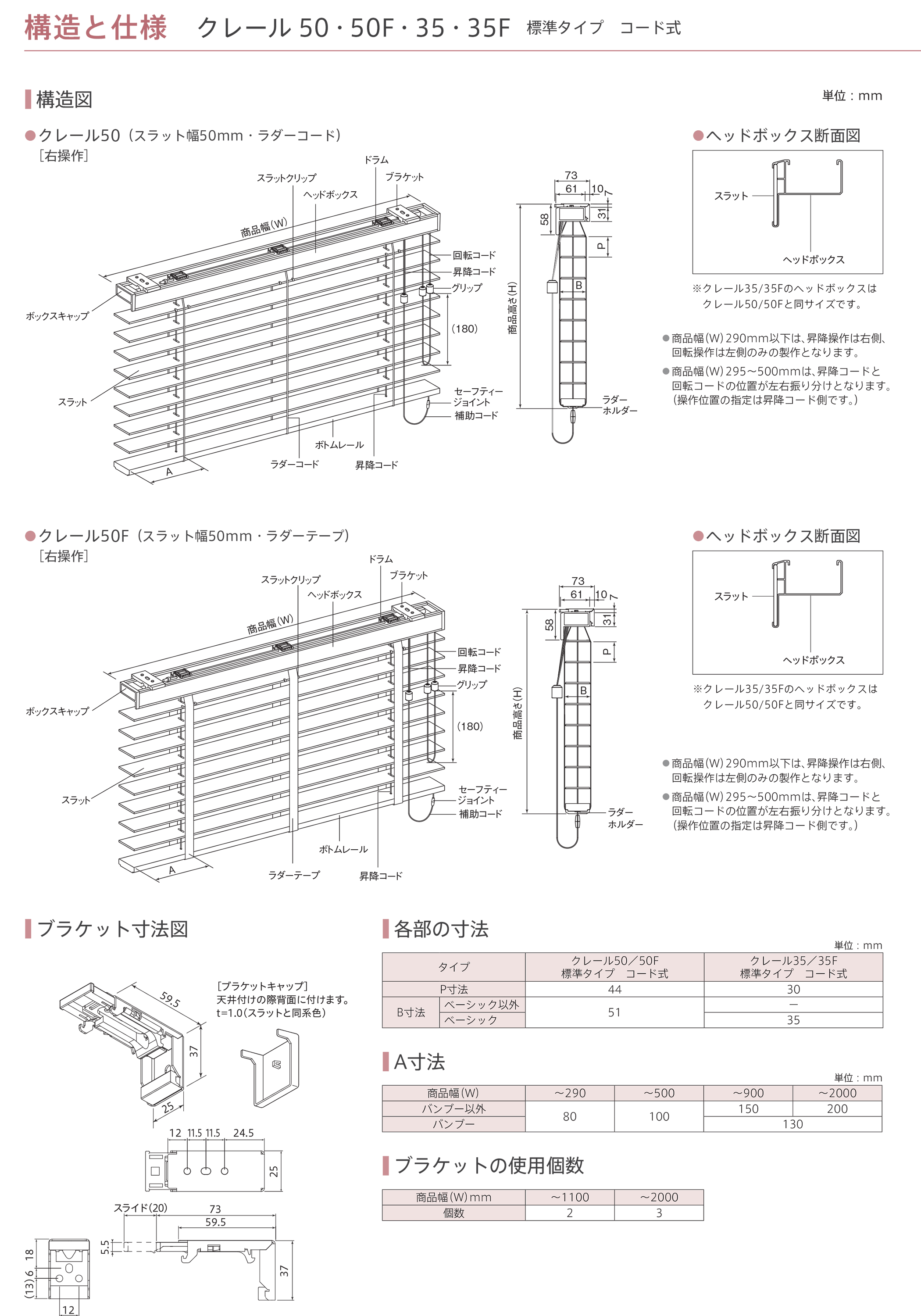 木製ブラインド クレール50 クレール35 ラダーコード コード式